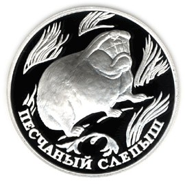 монета Песчаный слепыш 1 рубль 1996 года. реверс