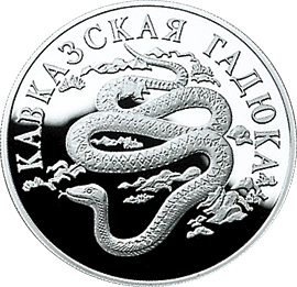 монета Кавказская гадюка 1 рубль 1999 года. реверс