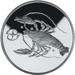 монета Рак 2 рубля 2003 года. реверс