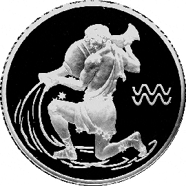 монета Водолей 3 рубля 2004 года. реверс