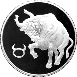 монета Телец 3 рубля 2004 года. реверс