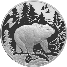 монета Медведь 3 рубля 2009 года. реверс