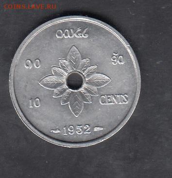 Королевство Лаос 1952 10 центов без оборота до 15 01 - 16а