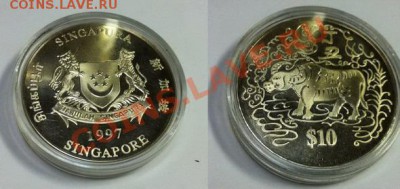 1.10 долларов Сингапура1997г	Восточный лунный календарь, год быка.Медь-никельЦены: 500-1000 - 1