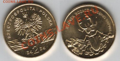 Серия монет Польши "Животный мир" - ЖУК-ОЛЕНЬ, короткий аук - zhuk-olen