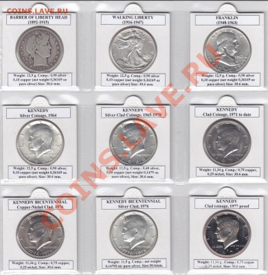 монеты США (вроде как небольшой каталог всех монет США) - халфы