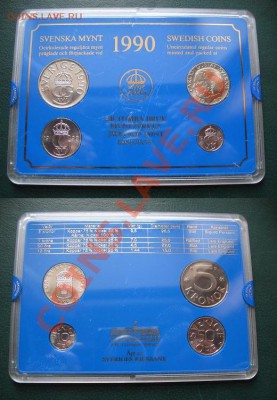 44  вида, UNС - 41 Набор монет Швеции 1990  г. в планшете BUNC = 350 ( наличии 2 сета).JPG