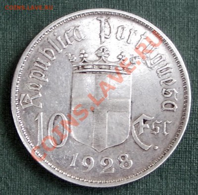 Португалия 10 эскудо 1928г (21.00 МСК 3.08) - 10 эскудо 1928А