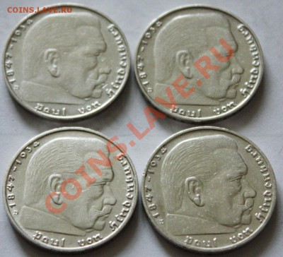 3 лота 5 марок 3 рейха 1934-1939. Кирха, курица, свастика. - 1 209