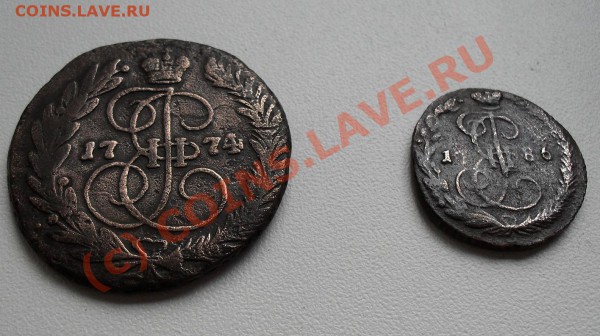 2 копейки  1774 год, деньга 1786 год ( дешево) - SDC10159.JPG