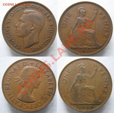 Разная инострань - 367 5 6 Великобритания пенни 1937 и 1965