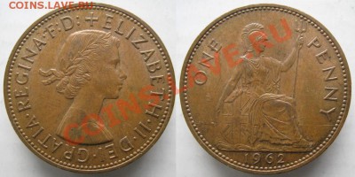 Разная инострань - 368 5 Великобритания пенни 1962