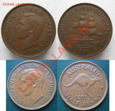 Разная инострань - 369 11 12 Брит Юж Африка пол пенни 1937 и Австралия пол пенни 1951