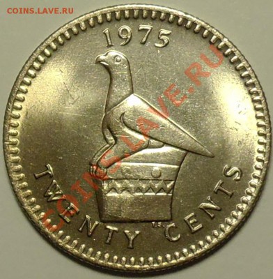 РОДЕЗИЯ - 20 центов 1975 - до 11 мая - 756