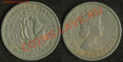 Британские Восточные Карибы 25 центов 1955 до 22:00мск 12.05 - Британские Восточные Карибы 25 центов 1955