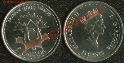 Канада 25 центов 2000 "Freedom" до 22:00мск 13.05.13 - канада 25 центов 2000