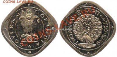 Монеты Индии и все о них. - 1949-04-Pattern-Coin-2-Anna-FrontFacing-Peacock.JPG