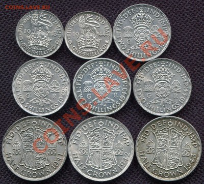 Великобритания 9 серебряных монет 1941-1944 на оценку. - 00.JPG