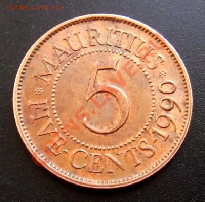 МАВРИКИЙ 5 центов (1990) до 01.10 (22.00) - Маврикий 5 центов (1990) Р