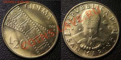 КИНЕМАТОГРАФ на монетах и жетонах - Сан-Марино 20 лир 1997