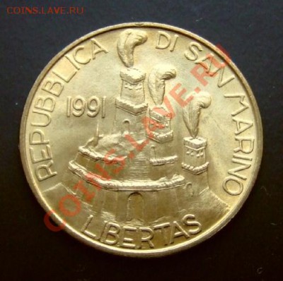 САН-МАРИНО 200 лир (1991) Чеканка монет до 28.01 (22.00) - Сан-Марино 200 лир (1991) «Чеканка монет» А