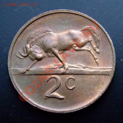 1 - ЮАР 2 цента (1978) «Антилопа гну; Герб» Р