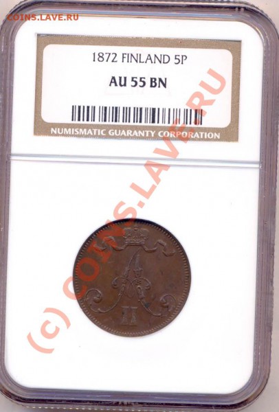 Финляндия, 5 пенни 1872г. NGC Au55 - 1872-2