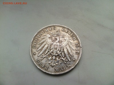 Саксония 3 марки 1913 год до 24.08 - 22