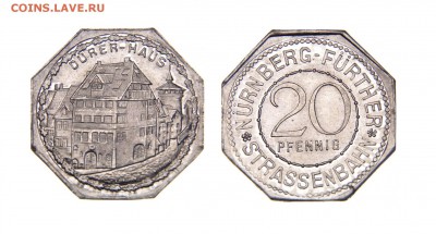 Нюрнберг 20 пфеннингов. Durer-Haus 1921 №1 до 3.09 в 22.00 п - Нюрнберг 20 пф. Durer-Haus 1921 2
