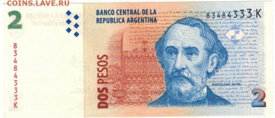 Аргентина 2 песо 2010 до 27.10.14 в 22.00мск (9076) - 1-1ар2а