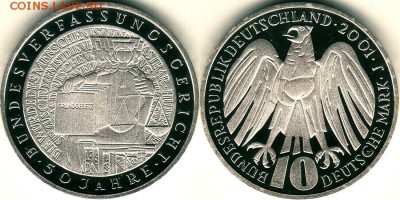 Германия, 10 марок 2001, суд, пруф - до 22-00мск 13.11 - 10m-2001-bund