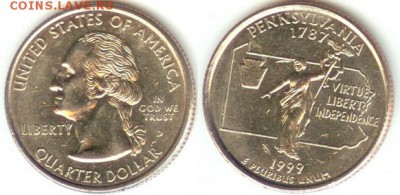 США- 25 центов-1999-PENNSYLVANIA-P, 21.00 мск 22.11.14 - США- 25 центов-1999-PENNSYLVANIA-P