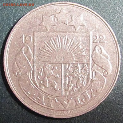 Латвия 1922 год.1,2,5,10,50 сантимов.5 монет. - IMG_0015.JPG