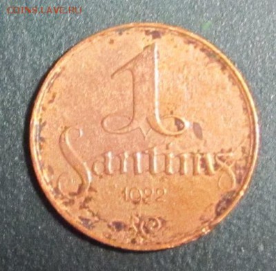 Латвия 1922 год.1,2,5,10,50 сантимов.5 монет. - IMG_0018.JPG