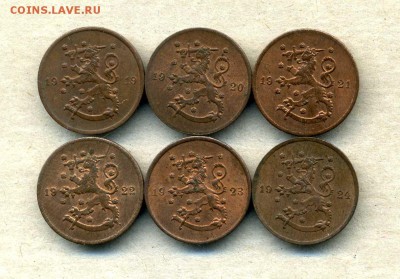 Монеты Финляндии 1865 -2001 + серебро Швеции - 1 п.1919-24.1