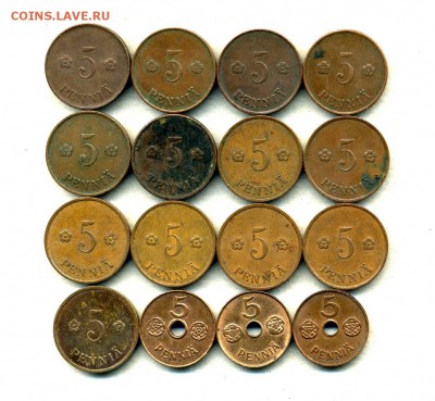 Монеты Финляндии 1865 -2001 + серебро Швеции - 5 п.1918-43.1