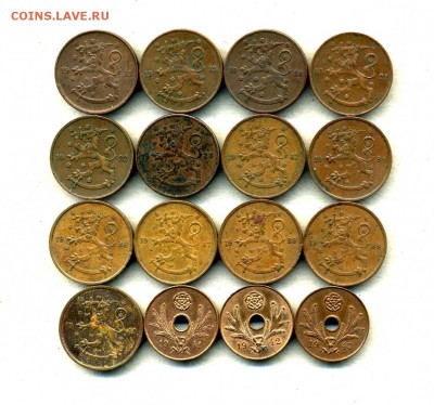 Монеты Финляндии 1865 -2001 + серебро Швеции - 5 п.1918-43.2