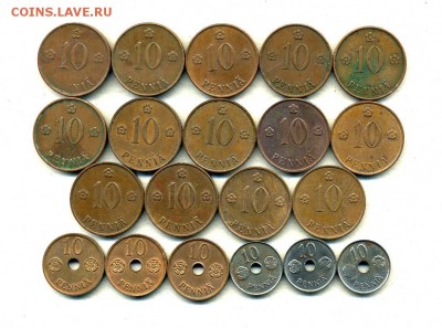 Монеты Финляндии 1865 -2001 + серебро Швеции - 10 п.1919-45.1
