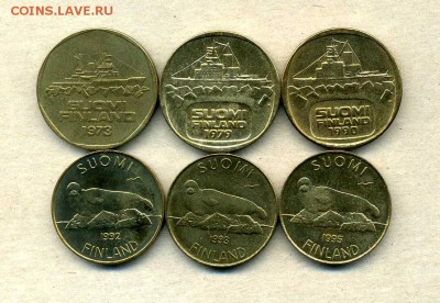 Монеты Финляндии 1865 -2001 + серебро Швеции - 5 м.1973-95.1
