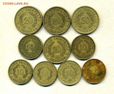 Монеты Финляндии 1865 -2001 + серебро Швеции - 10,20 м.1928-39.2