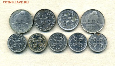 Монеты Финляндии 1865 -2001 + серебро Швеции - 50 п.1,5 м.1952-92.1