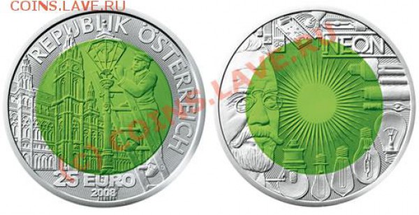 25 ЕВРО Австрия  NIOB - 2008-Austrian-Niobium-Coin