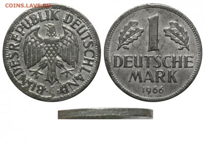Фальшивые иностранные монеты изготовленные в ущерб обращению - Германия 1 марка 1966 J - фальшивая