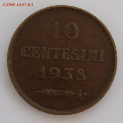 Иностранщина: наборы монет, евро, Польша и т.д. - 10 centesimi 1938 - 1.JPG