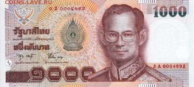 Банкноты Тайланда. - 1000бат1999