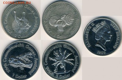 одно-долларовые монеты 1989 посвященные XIV Играм Содружества 1990 (Бегун, Гимнаст, Пловец, Штангист) - c86045_a