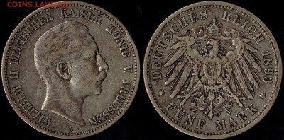 5 марок 1893 Пруссия с 1500!!! до 15.08.15 г 22.00 мск - 1893