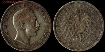 5 марок 1895 Пруссия с 1500!!! до 15.08.15 г 22.00 мск - 1895