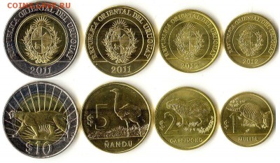 Набор 5 монет Уругвая 2011-12гг до 01.10.15 в 22.10 - уругвай250