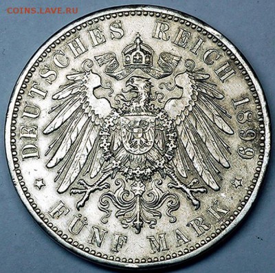Германия. Бавария_5 марок 1899. Серебро; до 27.09_22.02мск - 10443